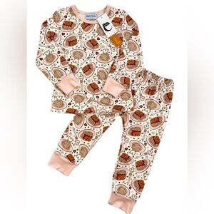 Little Eyes Spaghetti Sweethearts Bamboo Two-Piece Kids Set